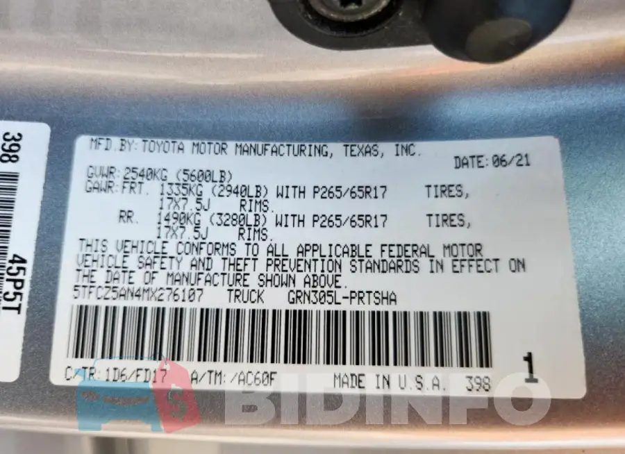 5TFCZ5AN4MX276107 Photo# 13