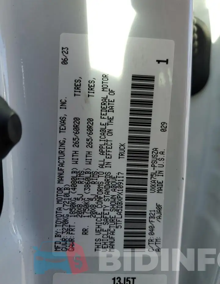 5TFLA5DBXPX109117 Photo# 12