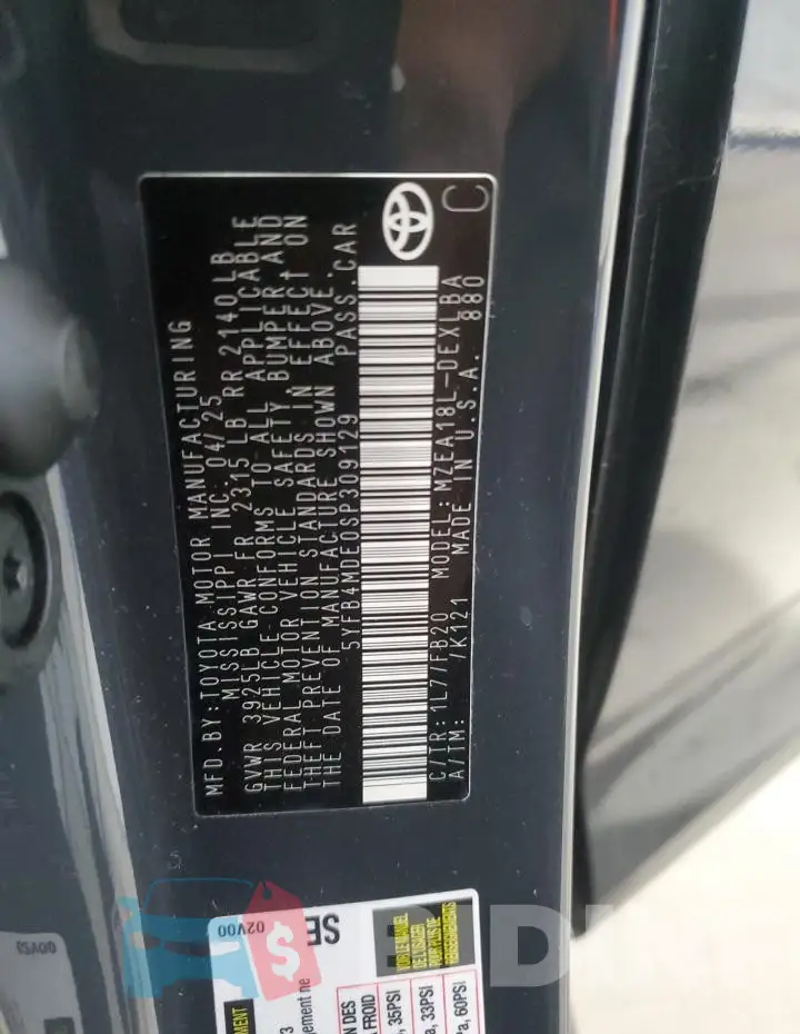 5YFB4MDE0SP309129 Photo# 13
