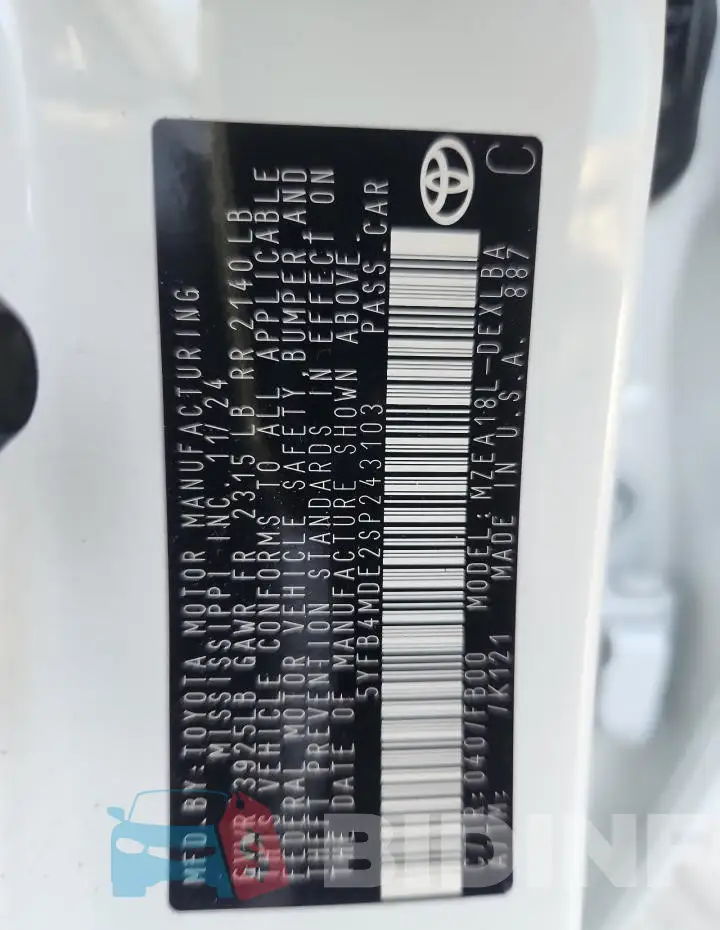 5YFB4MDE2SP243103 Photo# 13