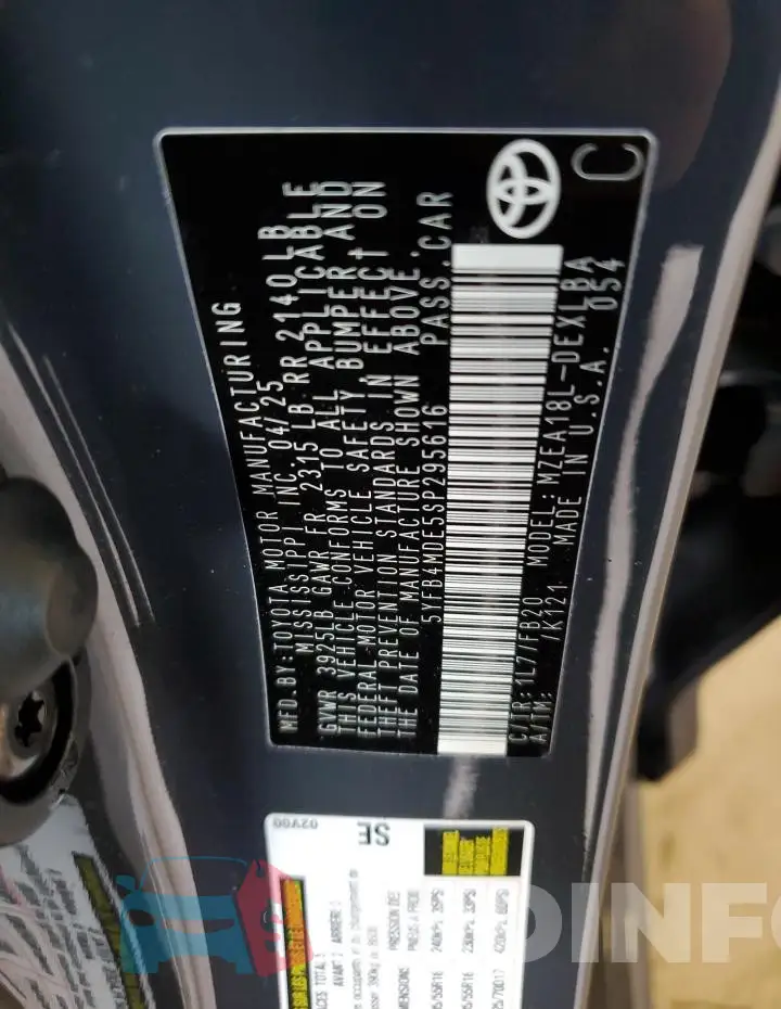 5YFB4MDE5SP295616 Photo# 12