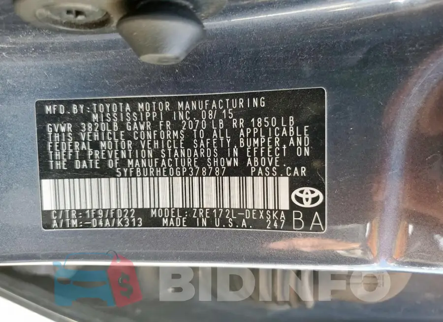 5YFBURHE0GP378787 Photo# 12