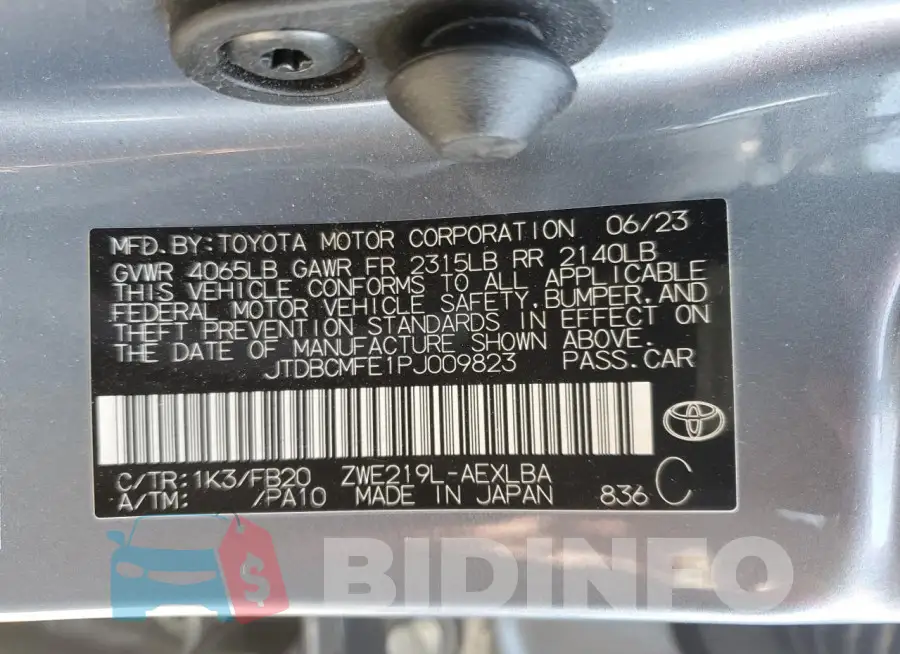JTDBCMFE1PJ009823 Photo# 12