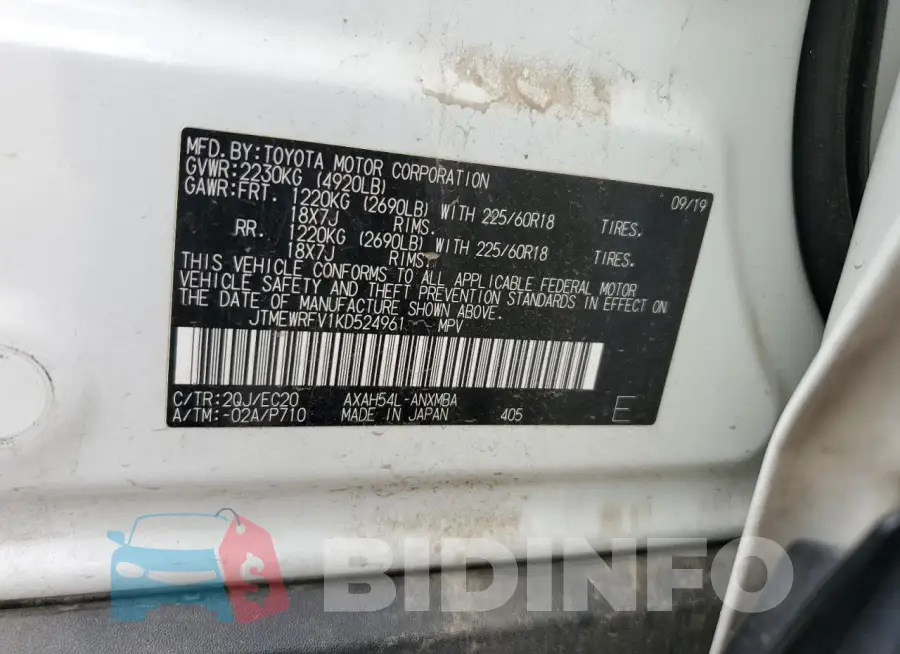 JTMEWRFV1KD524961 Photo# 13