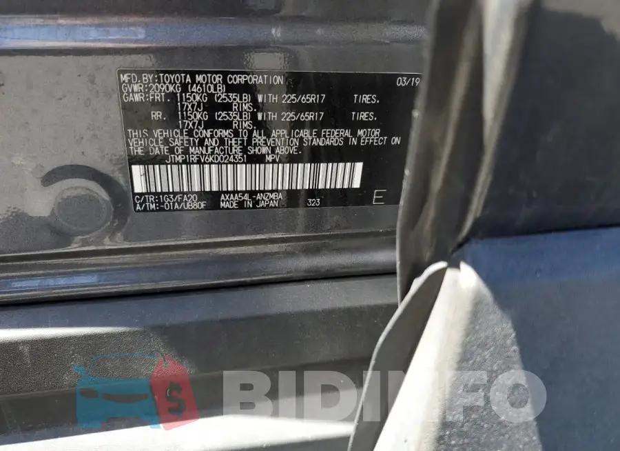 JTMP1RFV6KD024351 Photo# 14