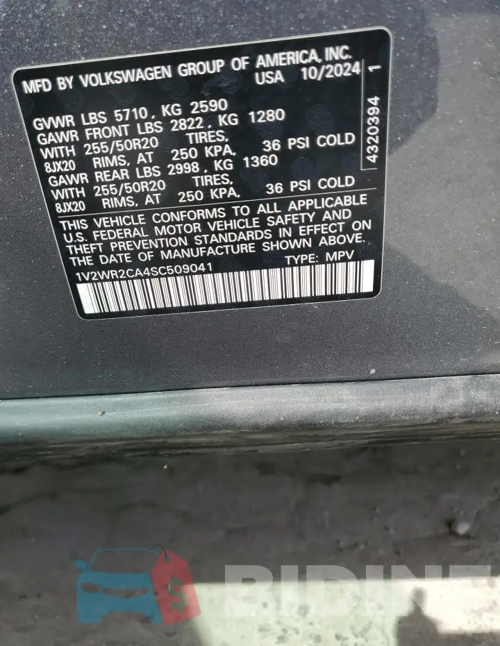 1V2WR2CA4SC509041 Photo# 13