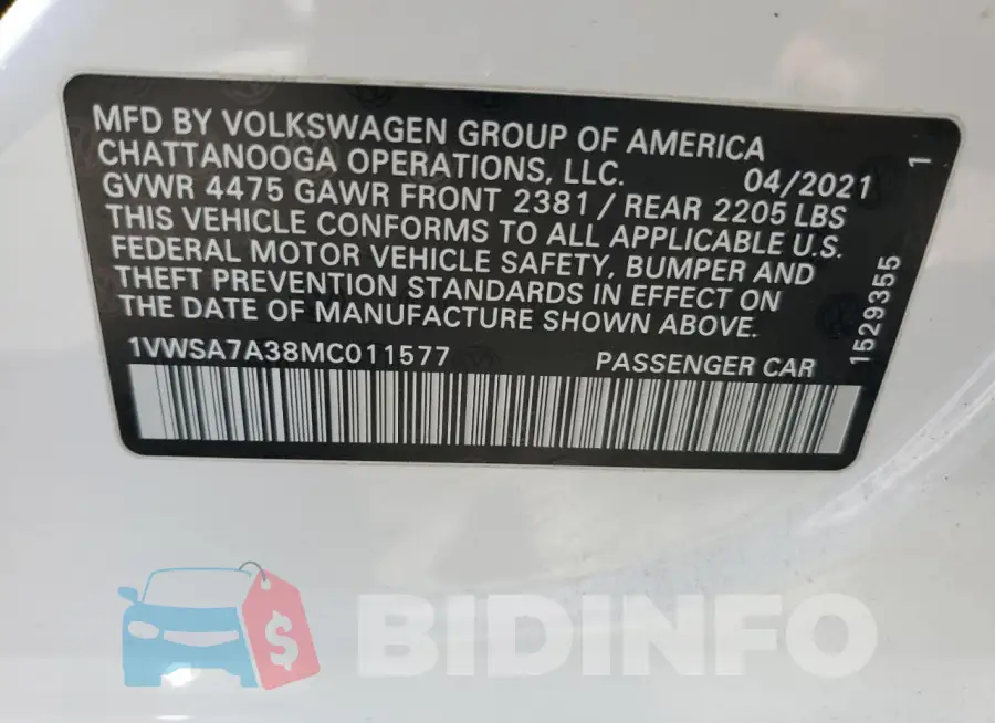 1VWSA7A38MC011577 Photo# 12