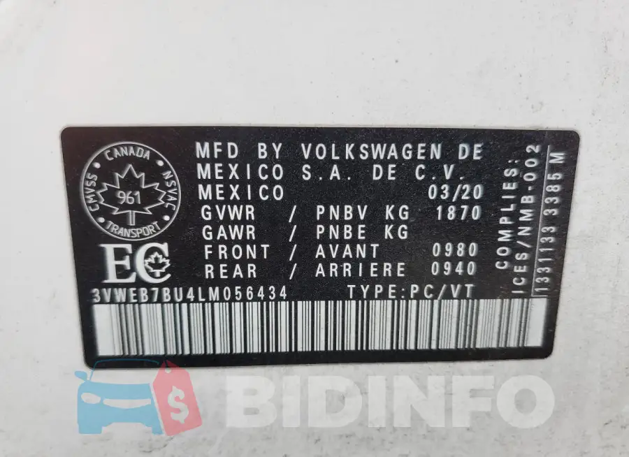 3VWEB7BU4LM056434 Photo# 13