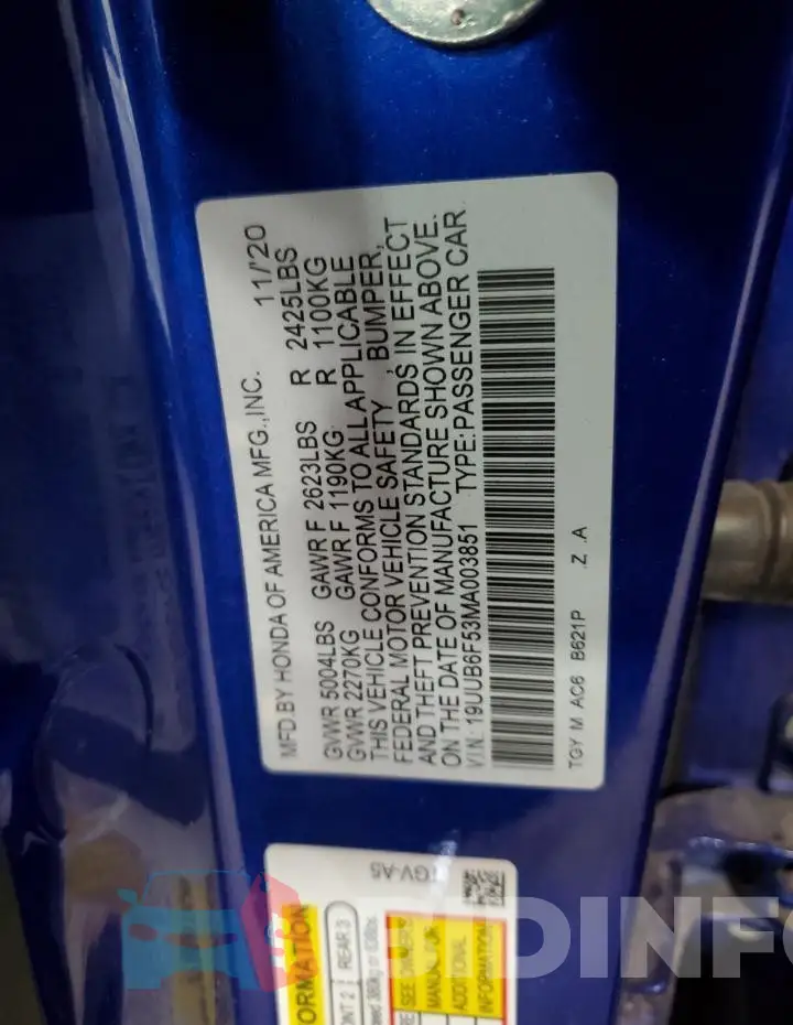 19UUB6F53MA003851 Photo# 12