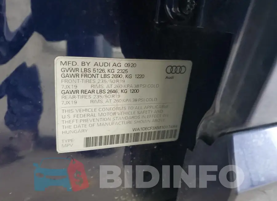 WA1DECF3XM1017484 Photo# 13