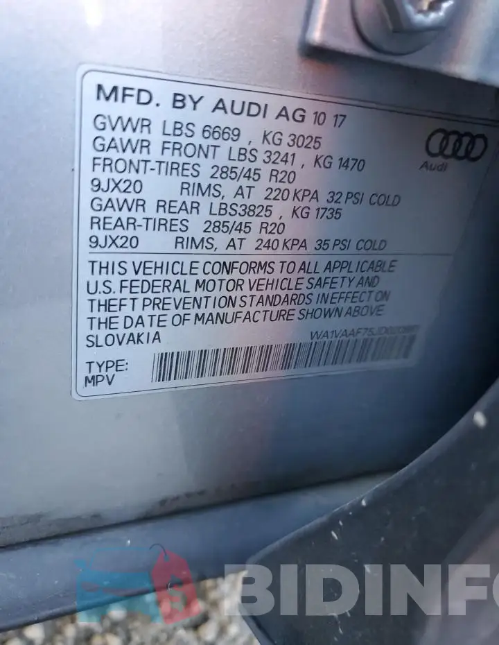 WA1VAAF75JD020861 Photo# 13