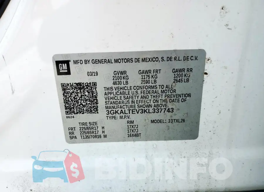 3GKALTEV3KL337743 Photo# 14