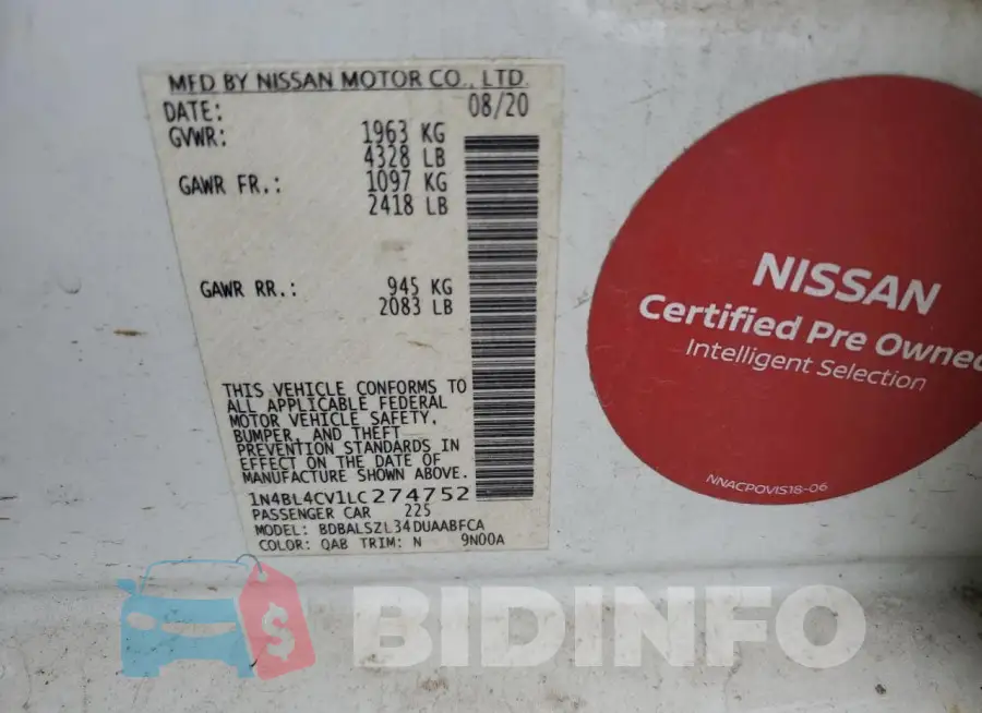 1N4BL4CV1LC274752 Photo# 13