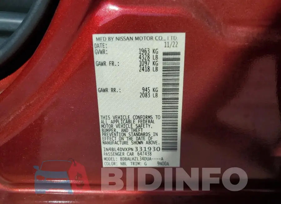 1N4BL4DVXPN331930 Photo# 12