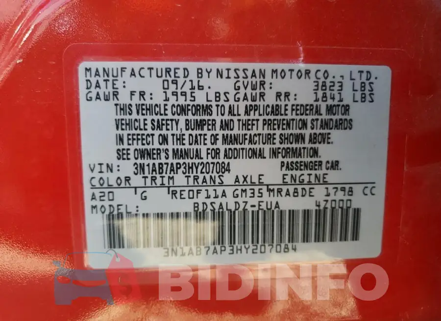 3N1AB7AP3HY207084 Photo# 12