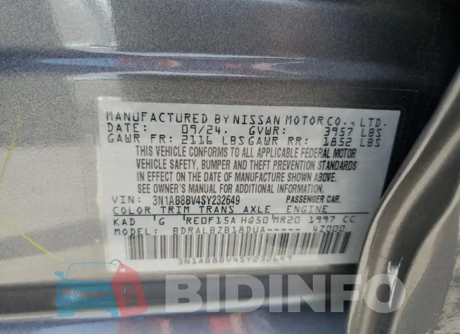 3N1AB8BV4SY232649 Photo# 12