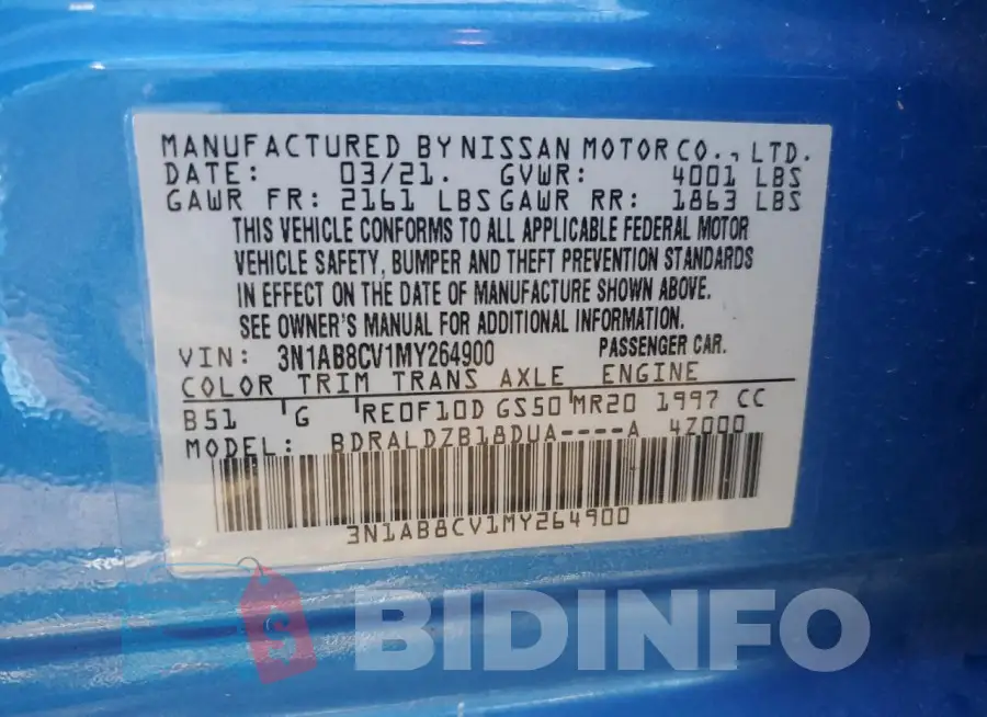 3N1AB8CV1MY264900 Photo# 13