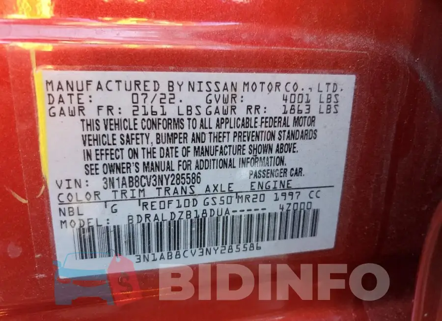 3N1AB8CV3NY285586 Photo# 12