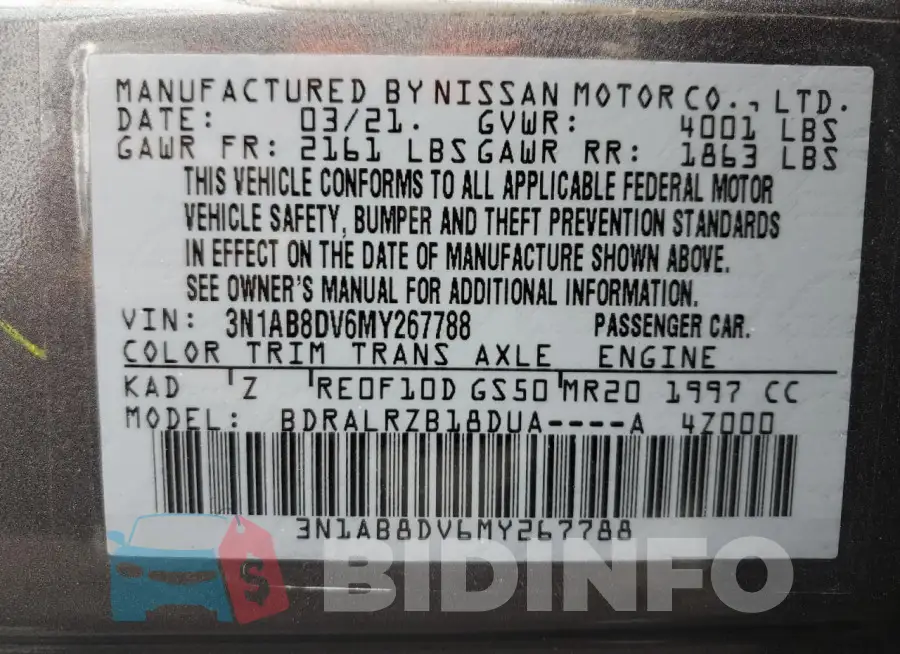 3N1AB8DV6MY267788 Photo# 12