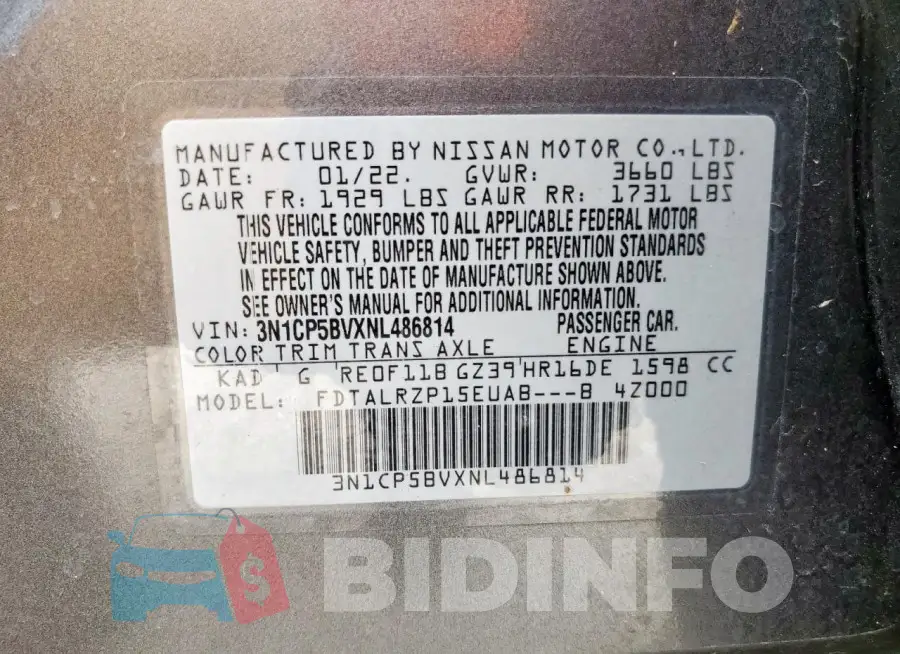 3N1CP5BVXNL486814 Photo# 13
