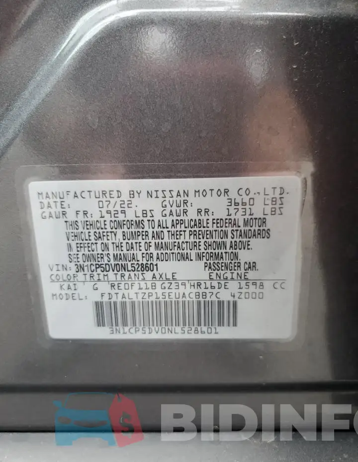 3N1CP5DV0NL528601 Photo# 13