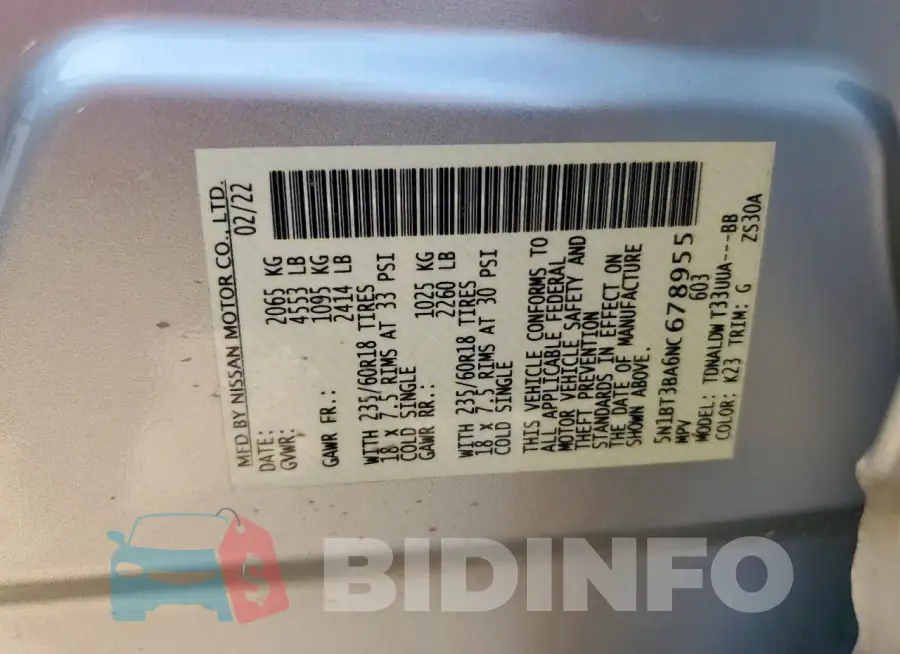 5N1BT3BA6NC678955 Photo# 13