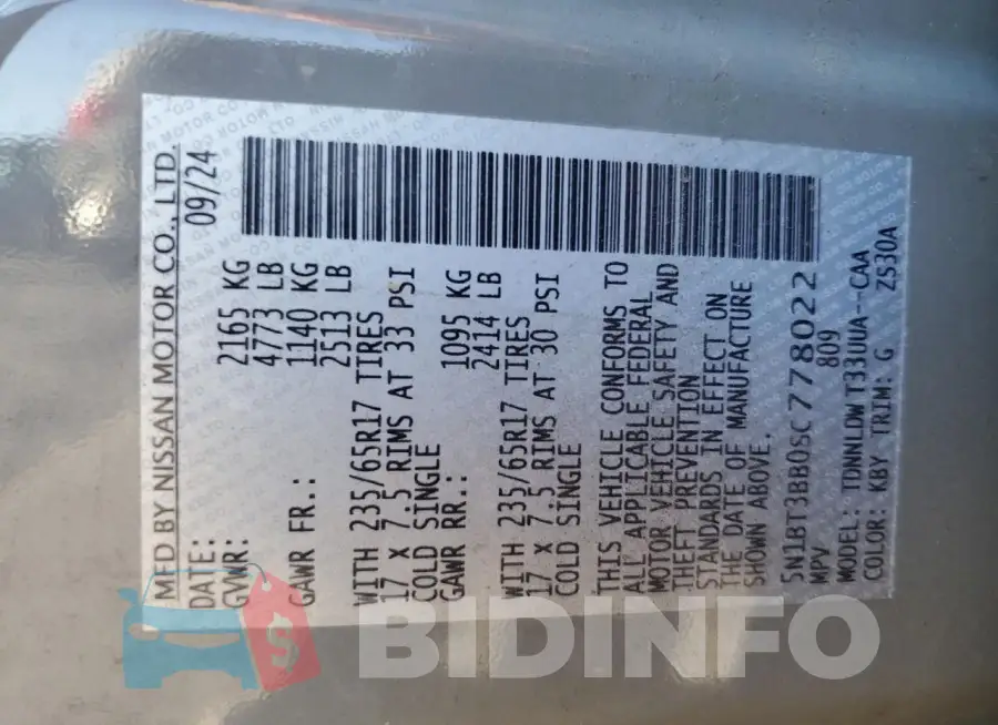 5N1BT3BB0SC778022 Photo# 13