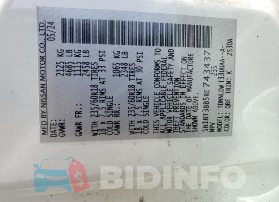 5N1BT3BB5RC743437 Photo# 13