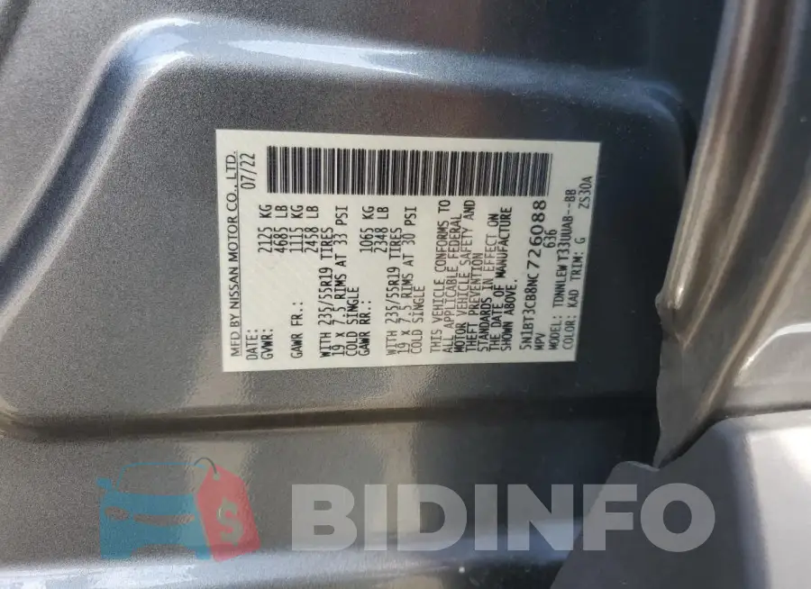 5N1BT3CB8NC726088 Photo# 13