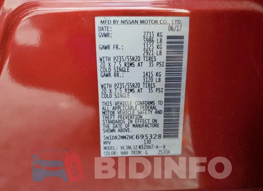 5N1DR2MM2HC695328 Photo# 13