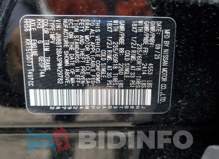 JN8BT3BA3PW429782 Photo# 13