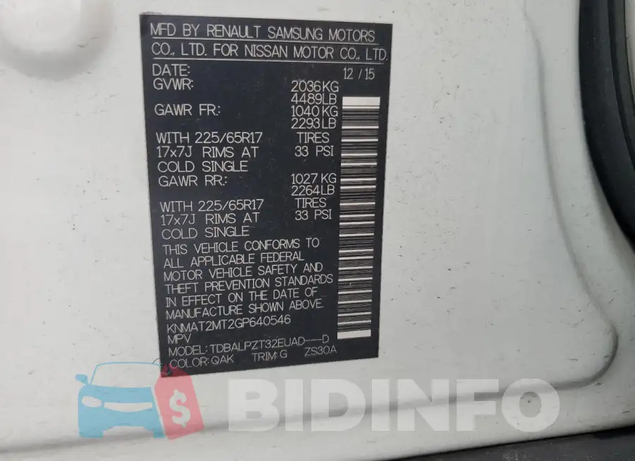 KNMAT2MT2GP640546 Photo# 13