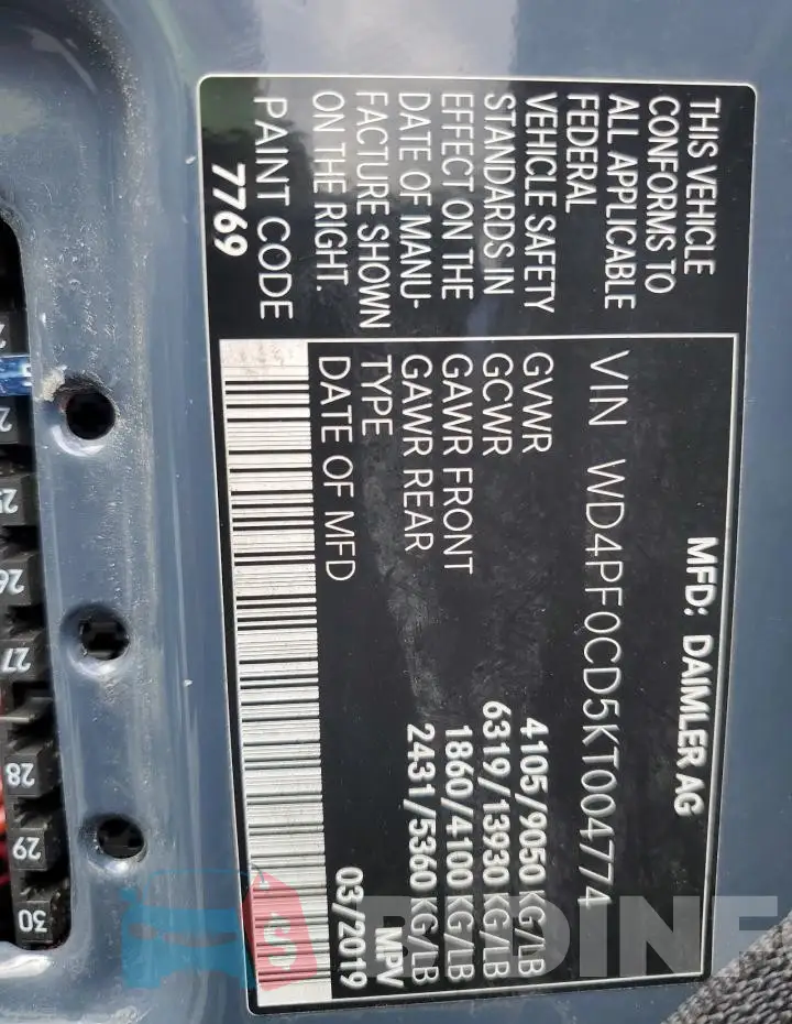 WD4PF0CD5KT004774 Photo# 13