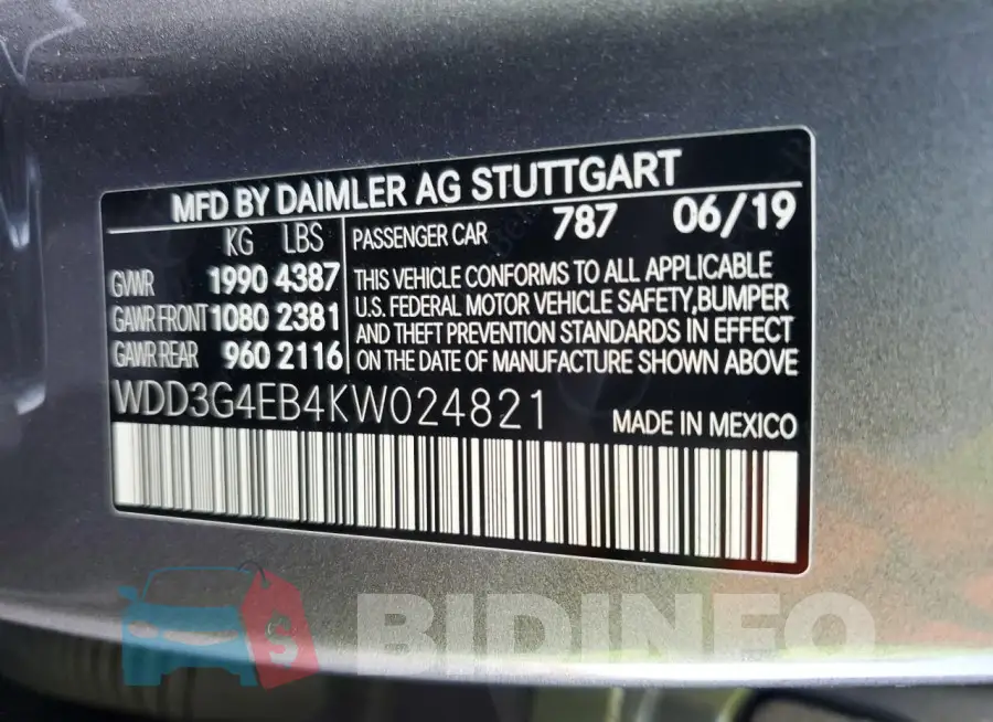 WDD3G4EB4KW024821 Photo# 12