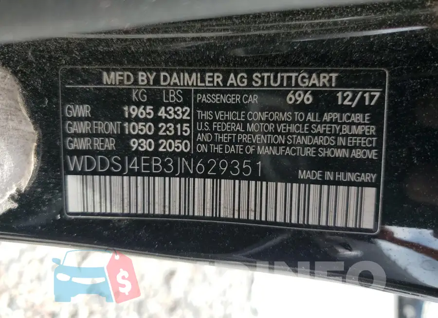 WDDSJ4EB3JN629351 Photo# 12