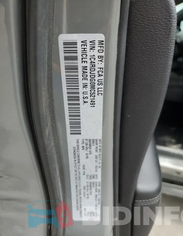 1C4RDJDG0MC521491 Photo# 14