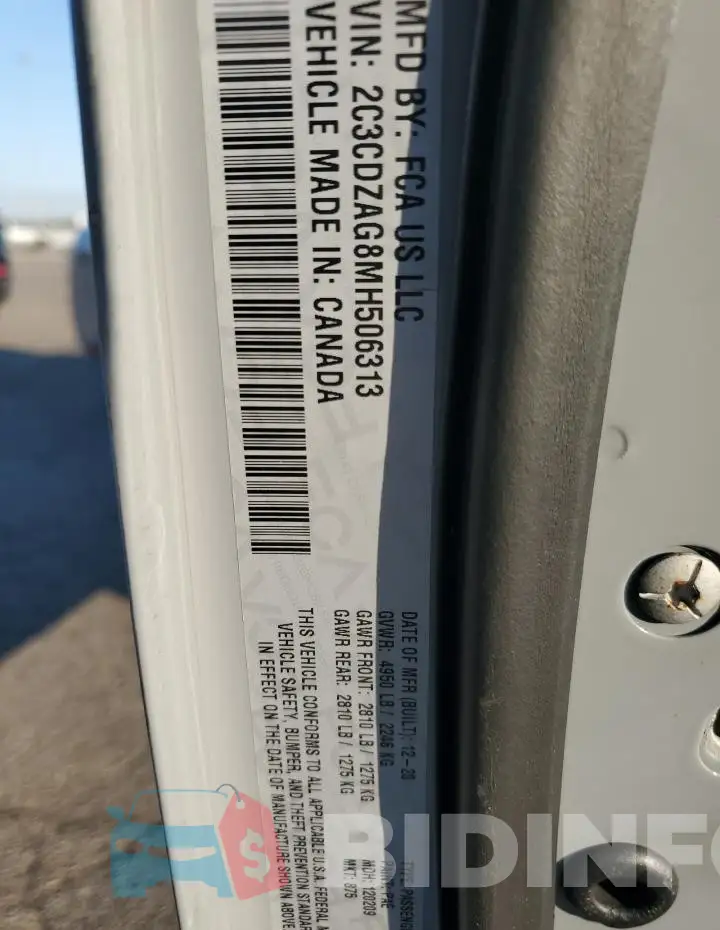 2C3CDZAG8MH506313 Photo# 12