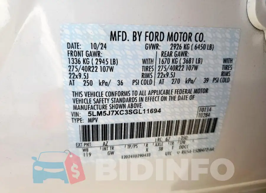 5LM5J7XC3SGL11694 Photo# 14