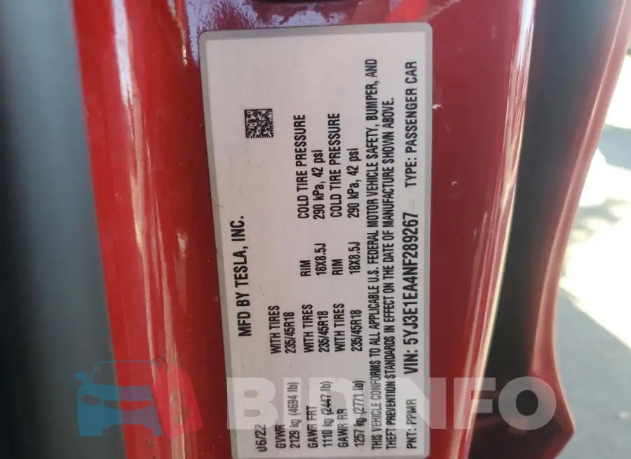 5YJ3E1EA4NF289267 Photo# 12