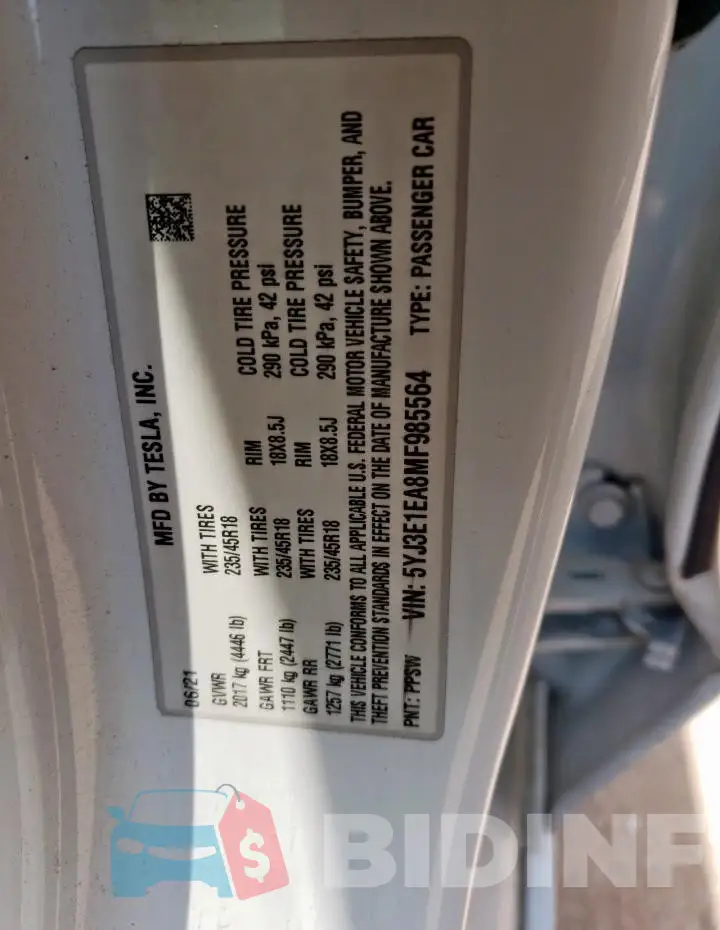 5YJ3E1EA8MF985564 Photo# 13