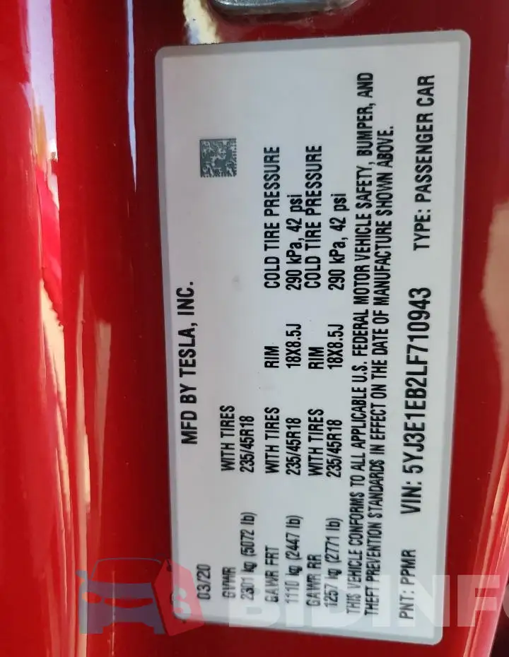 5YJ3E1EB2LF710943 Photo# 12