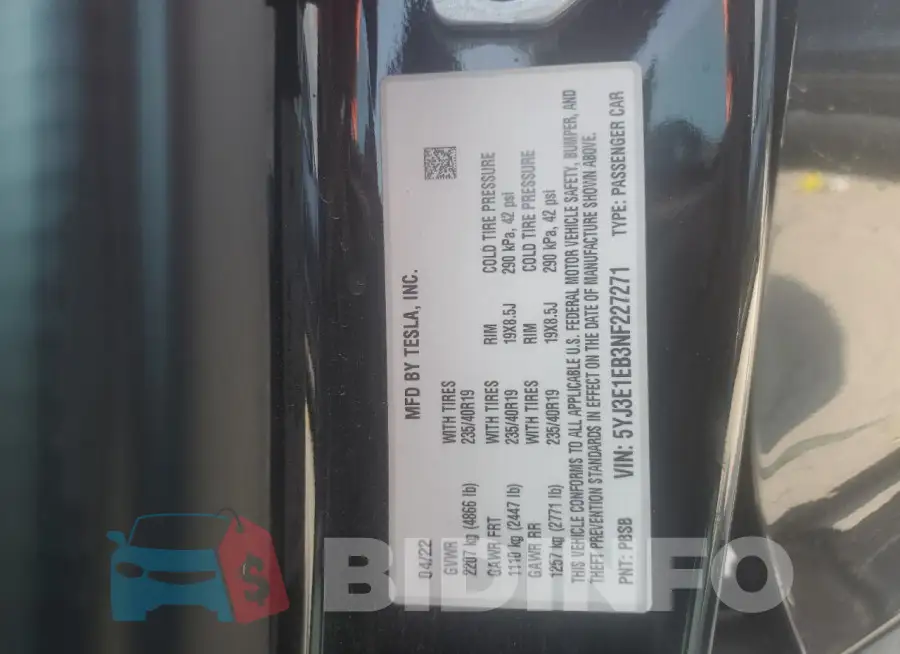 5YJ3E1EB3NF227271 Photo# 13
