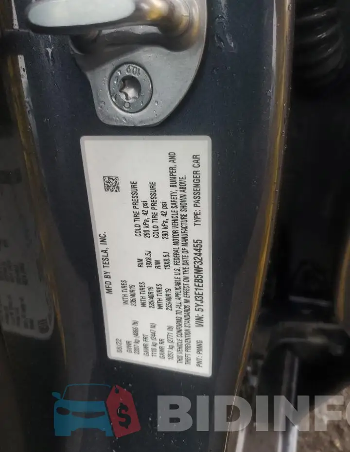 5YJ3E1EB5NF324455 Photo# 13