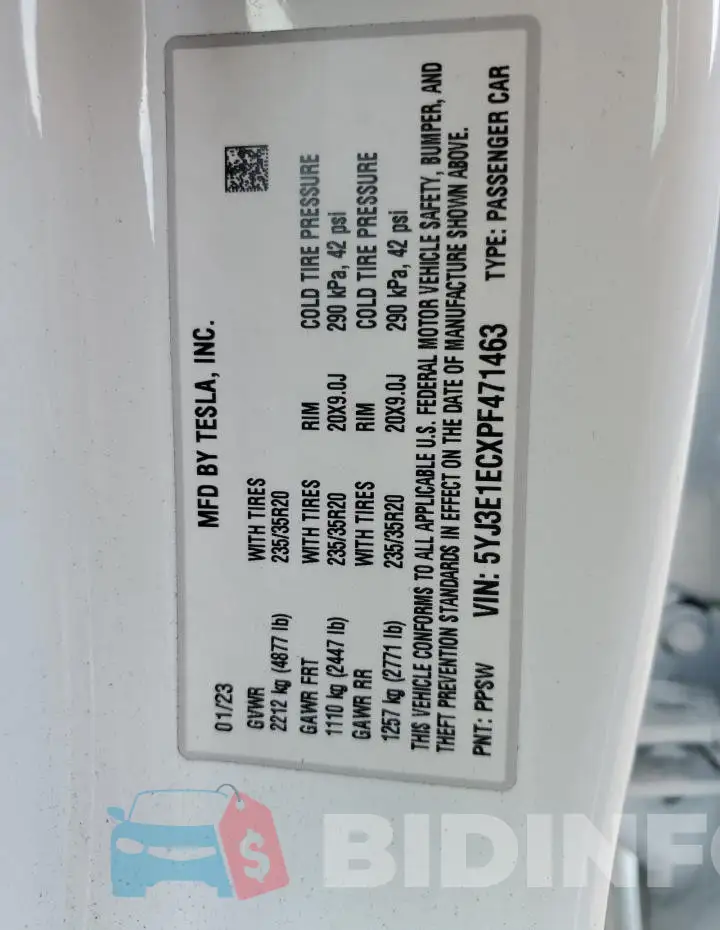 5YJ3E1ECXPF471463 Photo# 12
