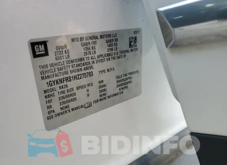 1GYKNFRS1HZ275783 Photo# 12