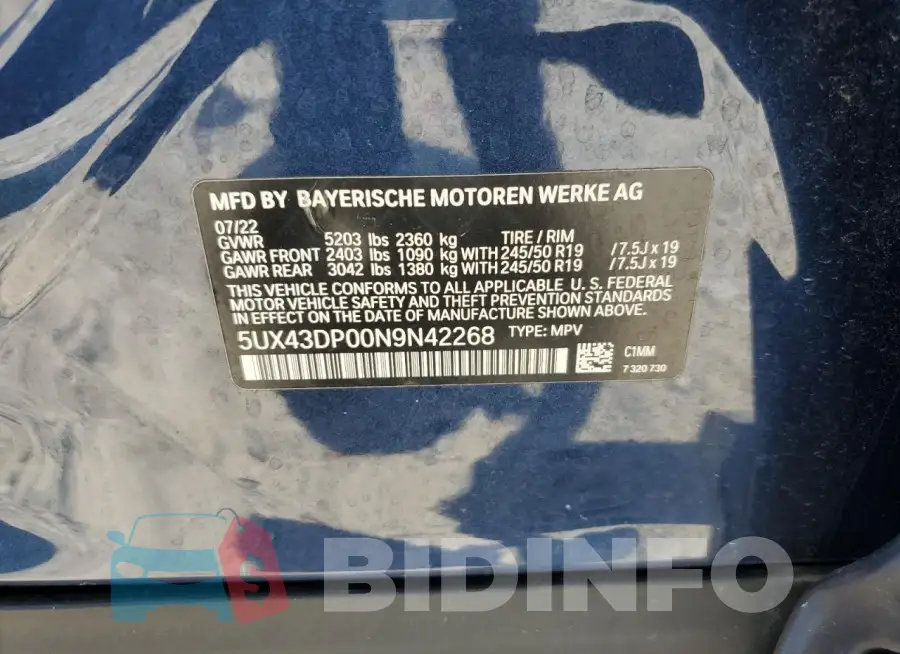 5UX43DP00N9N42268 Photo# 13