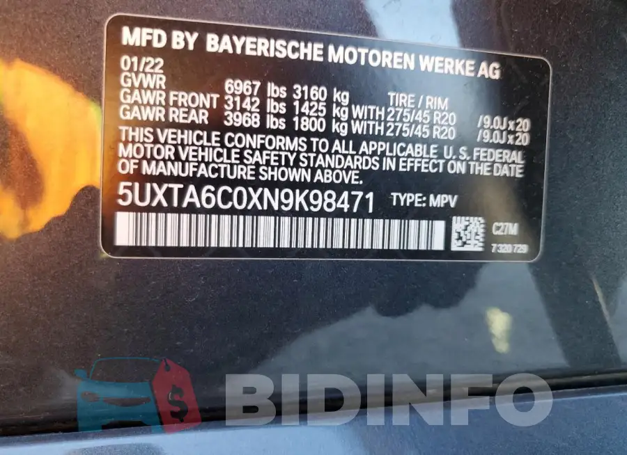 5UXTA6C0XN9K98471 Photo# 12