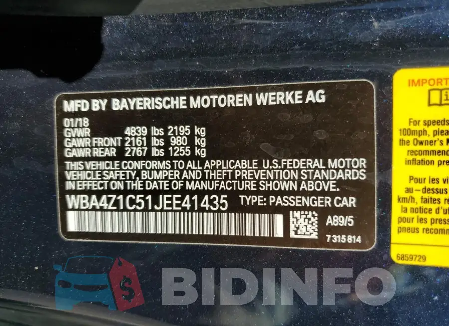 WBA4Z1C51JEE41435 Photo# 12