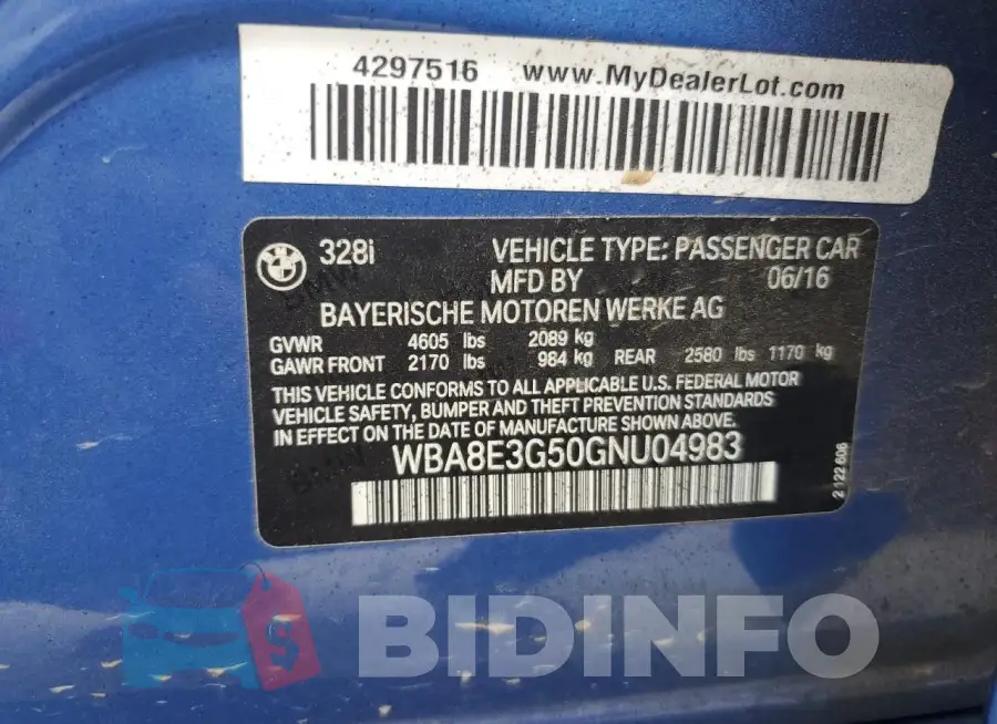 WBA8E3G50GNU04983 Photo# 13