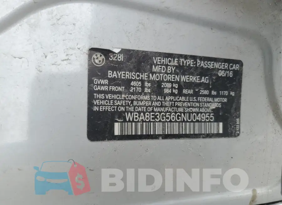WBA8E3G56GNU04955 Photo# 12